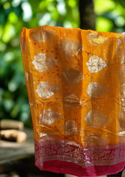 Chunari sari with fall and pico