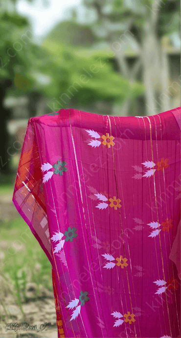 Jamdani Chiffon sari with fall and pico - Kinmel EZ