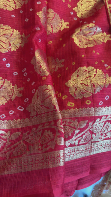 Chunari sari with fall and pico